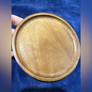 Round Wooden Trinket Dish - Warm Honey Brown